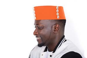 Kikuyu Beaded - African Cap - Mint Fabric - Rustic Brown